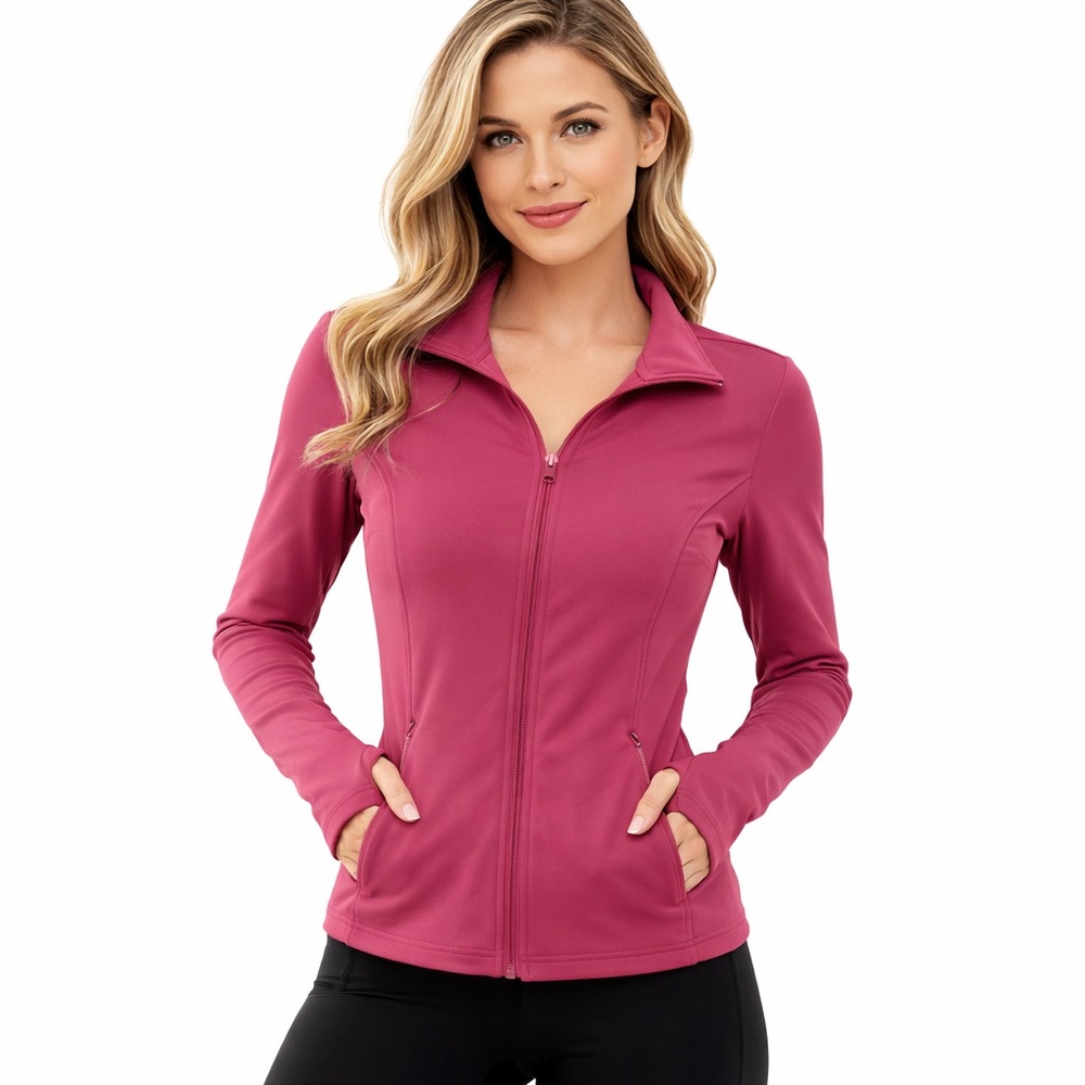 Spyder Active Dusty Rose Ribbed Zip Up Athletic Jacket Size S